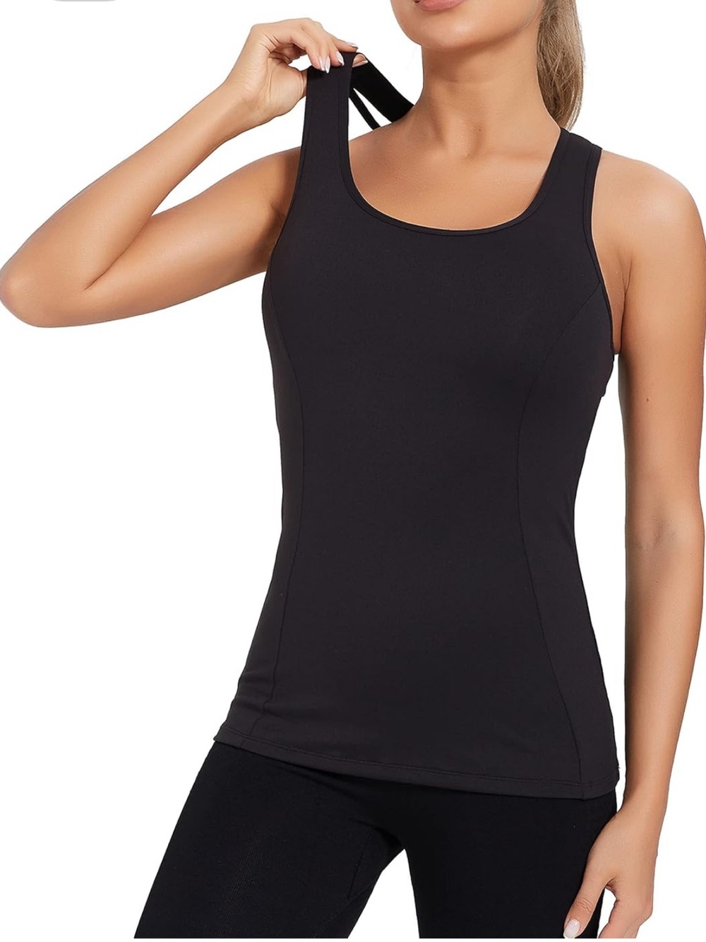 Women's Black Athletic Tank Top W/ Built in Bra